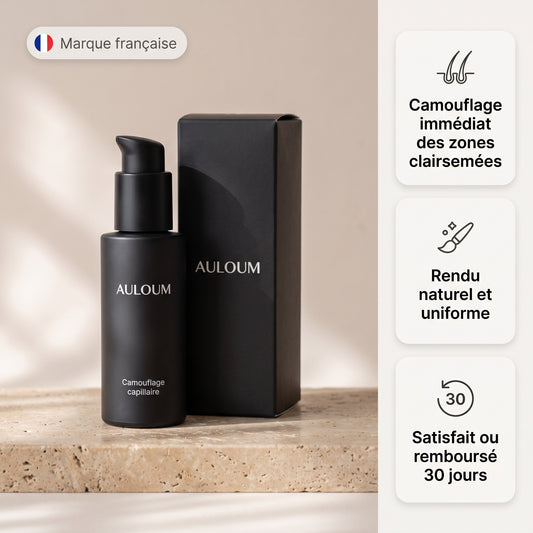 Crème de camouflage capillaire AULOUM : camouflage immédiat, rendu naturel, satisfait ou remboursé